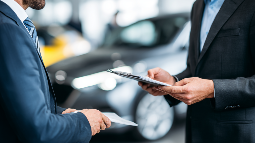 Controle van voertuigdocumenten voor een autosleutel laten bijmaken bij een specialist.