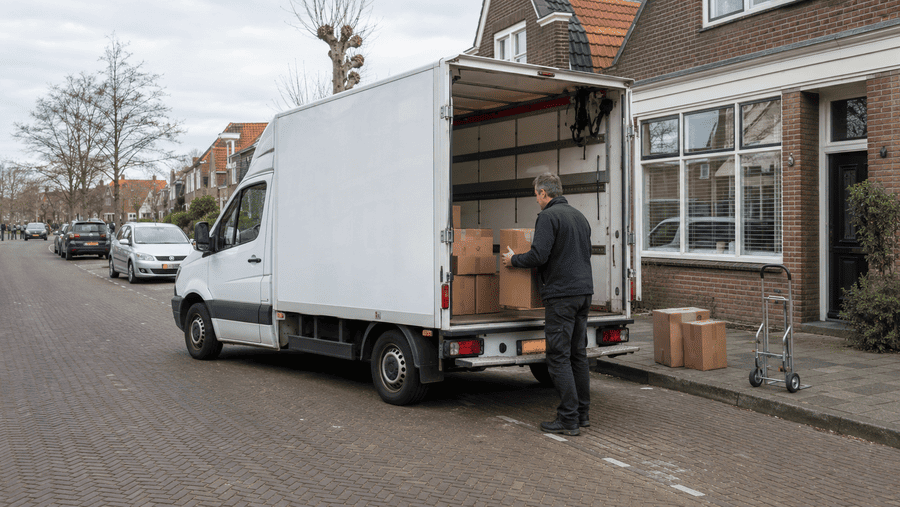 meneer die bakwagen inlaadt