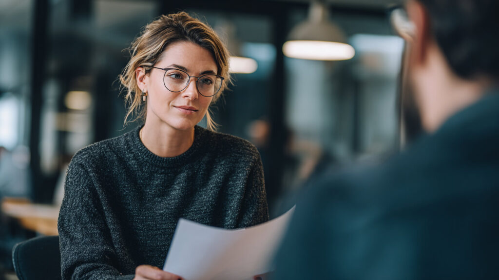 Sollicitatiegesprek voor financieel personeel waarbij persoonsgegevens volgens de AVG zorgvuldig worden verwerkt.