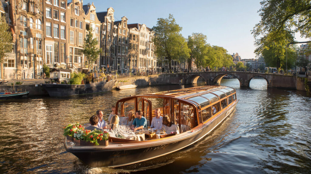 Passagiers genieten van een rondvaart terwijl alcoholgebruik op toeristische boten wordt gecombineerd met horeca.